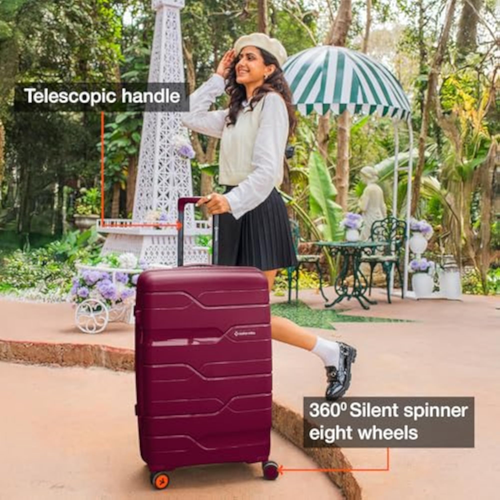 Polypropylene Spinner Paris Hard-Sided Luggage Set of 3